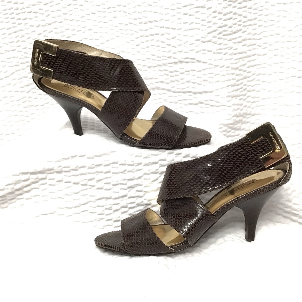 Michael Kors Embossed Leather Brown Heels